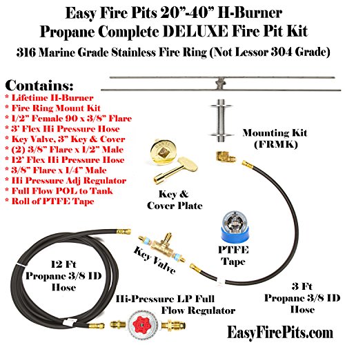 H30CK Complete 30 x 7 H-Burner DELUXE Propane Fire Table Fire Pit Kit 316 Stainless Convert Existing Wood Fire Pit to Propane See EasyFirePitscom Gallery