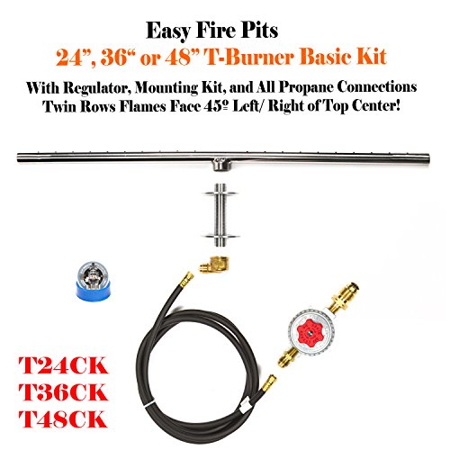 T24CK Ultra Low Profile DIY 24 T-Burner Complete BASIC Fire Table Fire Feature Kit 316 Stainless not Lessor 304 Convert Existing Table to Propane Fire Table See EasyFirePitscom Gallery for How To