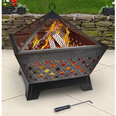 Landmann 25282 Barrone Fire Pit with Cover 26-Inch Antique Bronze