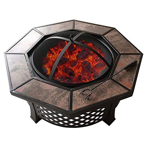 RANRANJJ Outdoor Fire Pit with Mesh Screen and Poker Wood Burning Bonfire Pit for Outdoor Camping Patio Backyard Garden