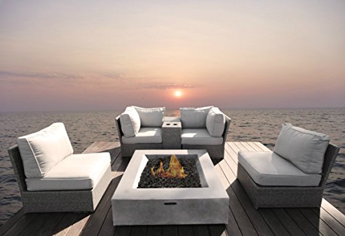 Fire-pit Set Rattan Wicker Patio Sofa Set All weather Outdoor Seating Aluminium Frame Furniture For GardenBackyardPool With Cushioned Seat CM-1085 6 Piece Square Fire pit
