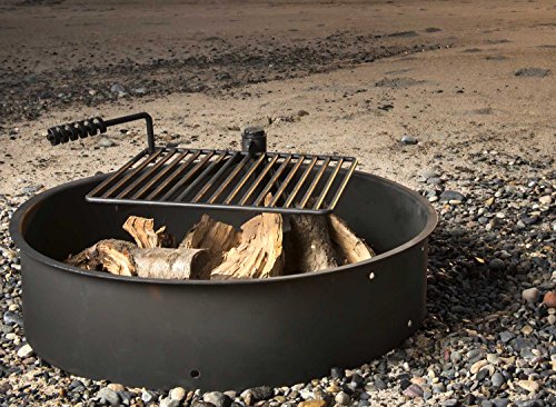 36&quot Steel Fire Ring With Cooking Grate Campfire Pit Park Grill Bbq Camping Trail