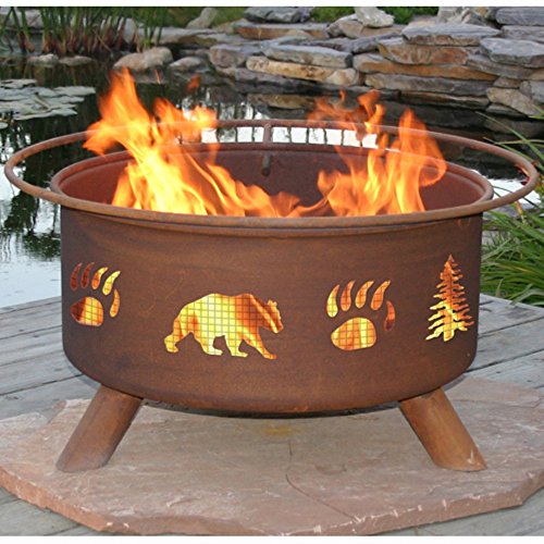 Bear and Tree Fire Pit with Grill and FREE Cover