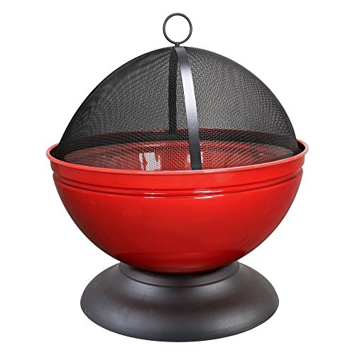 La Hacienda 58176US Globe Enameled Fire Pit with Grill Red