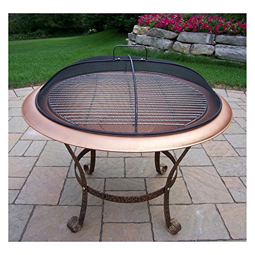 Oakland Living 30 in Round Antique Bronze Fire Pit with Grill