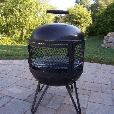 Oakland Living Jr Feast Decorative Outdoor Chimenea Fire Pit with Grill Black