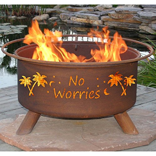 Patina No Worries 31 Inch Fire Pit with Grill and FREE Cover
