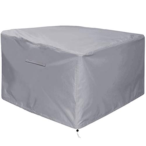 Amolliar Gas Fire Pit Cover Square - Heavy Duty Patio Fire Pit Table Cover for Outdoor ProtectionPVC CoatingWater Resistant and WeatherproofAdjustable Drawstring 36L x 36W x 24HGrey