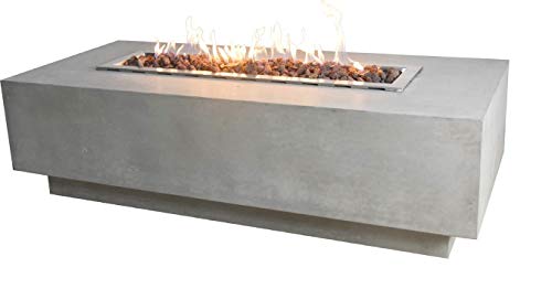 Elementi Granville Fire Table Cast Concrete Natural Gas Fire Table Outdoor Fire Pit Fire TablePatio Furniture 45000 BTU Auto-Ignition Stainless Steel Burner Lava Rock Included