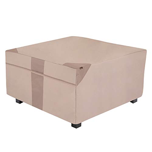 Modern Leisure 2913 Monterey Square Patio Fire PitTable Outdoor Cover 42 L x 42 D x 22 H inches Water-Resistant KhakiFossil