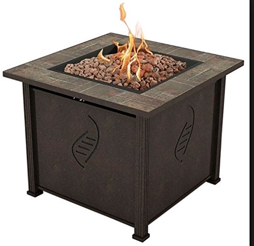 Best Top Selling Propane Gas Fire Pit Table With Cover Lid Patio Deck Porch Pool Outdoor Heater- Beautiful UV Resistant Finish- Powerful Heating 50000 BTU Contemporary Lovely Beautiful