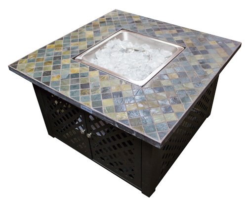 Lattice Firepit with Slate Top - Propane Gas Firepit - Outdoor Patio Heating
