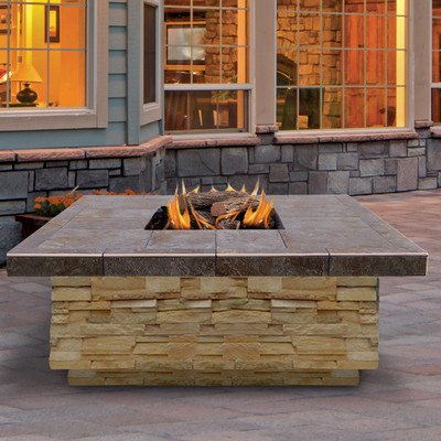 Natural Stone Propane Gas Fire Pit Finish Brown
