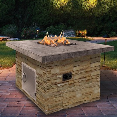 Natural Stone Propane Gas Fire Pit Finish Brown