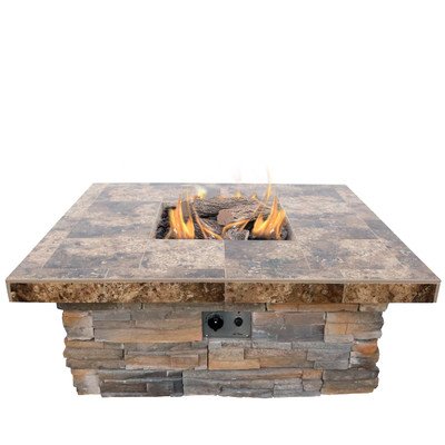 Natural Stone Propane Gas Fire Pit Finish Gray