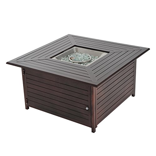 Outsunny 45 Slatted Steel Outdoor Propane Gas Fire Pit Table