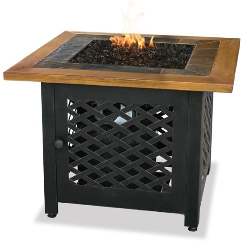 Endless Summer Gad1391sp Lp Gas Outdoor Firebowl With Slate And Faux Wood Mantel