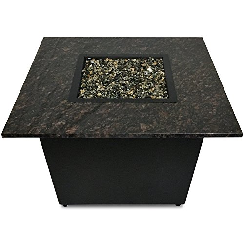 Firetainment The Venetian Fire Pit Table with Tan Brown Granite Table Top and Earth Blend Reflective Fire Glass Bronze