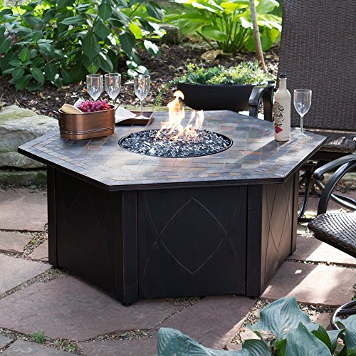 Uniflame 55-in Decorative Slate Tile Lp Gas Outdoor Fire Pit With Free Cover