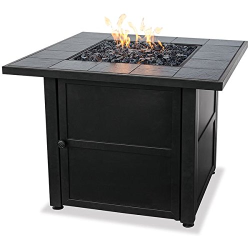 Uniflame Ceramic Tile LP Gas Firepit including hidden Control Panel with Electronic Ignition