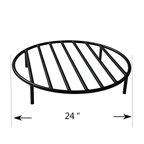 Onlyfire Heavy Duty Round Steel Outdoor Fire Pit Wood Grate With 4 Legs For Campfire Grill Cooking, 24 Inch