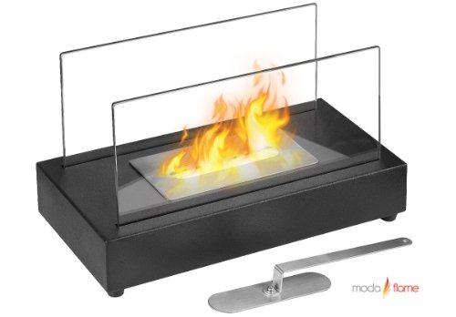 Regal Flame Avon Ventless Indoor Outdoor Fire Pit Tabletop Portable Fire Bowl Pot Bio Ethanol Fireplace in Black - Realistic Clean Burning Like Gel Fireplaces or Propane Firepits