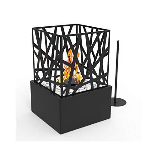 Regal Flame Bruno Ventless Indoor Outdoor Fire Pit Tabletop Portable Fire Bowl Pot Bio Ethanol Fireplace in Black - Realistic Clean Burning Like Gel Fireplaces or Propane Firepits