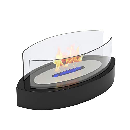Regal Flame Veranda Ventless Indoor Outdoor Fire Pit Tabletop Portable Fire Bowl Pot Bio Ethanol Fireplace in Black - Realistic Clean Burning like Gel Fireplaces or Propane Firepits