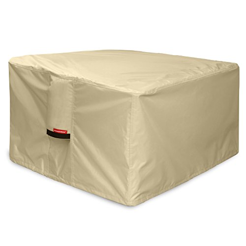 Porch Shield 600D Heavy Duty Fire Pit Cover Square Patio Fire Table Cover 44 L x 44 W x 24 H Beige