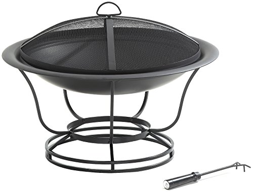 Crosley Furniture Buckner Outdoor Fire Pit with Steel Mesh Lid - Black