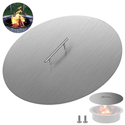 VEVOR Fire Pit Lid 20 Inch Round 15mm Stainless Steel Silver Lid Round 20 Inch 15mm Thick 304 Stainless Steel Pan Cover