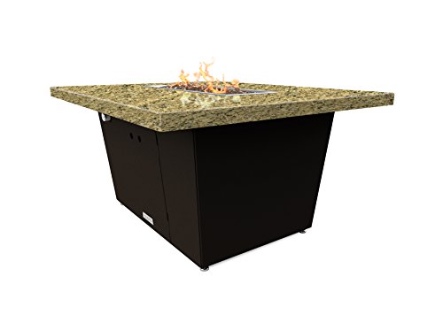 Palisades Rectangular Fire Pit Table - 44x36x15 - Chat Height - Propane - Santa Cecillia Granite Top - Bronze Powdercoat Base