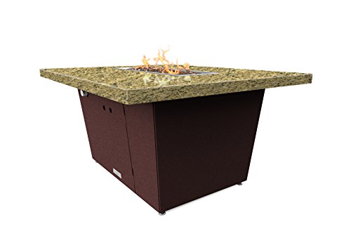 Palisades Rectangular Fire Pit Table - 44x36x15 - Chat Height - Propane - Santa Cecillia Granite Top - Dark Cherry Powdercoat Base
