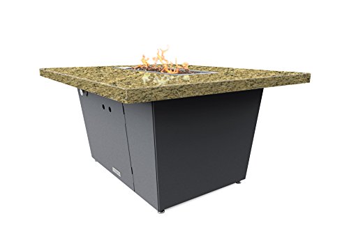 Palisades Rectangular Fire Pit Table - 44x36x15 - Chat Height - Propane - Santa Cecillia Granite Top - Grey Texture Powdercoat Base