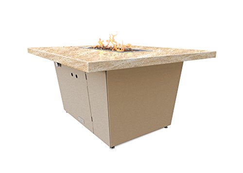 Palisades Rectangular Fire Pit Table - 44x36x15 - Chat Height - Propane - So Cal Special Granite Top - Beige Powdercoat Base