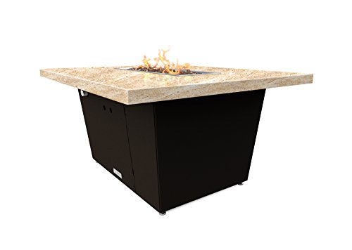 Palisades Rectangular Fire Pit Table - 44x36x15 - Chat Height - Propane - So Cal Special Granite Top - Bronze Powdercoat Base