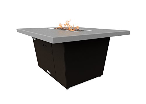 Palisades Rectangular Fire Pit Table - 52x36x15 - Chat Height - Natural Gas - Hilltop Grey Powdercoat Top - Bronze Powdercoat Base