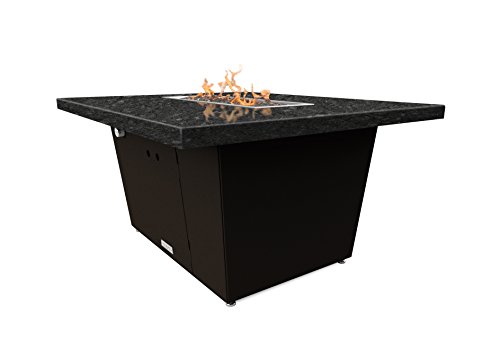 Palisades Rectangular Fire Pit Table - 52x36x15 - Chat Height - Propane - Black Pearl Granite Top - Bronze Powdercoat Base