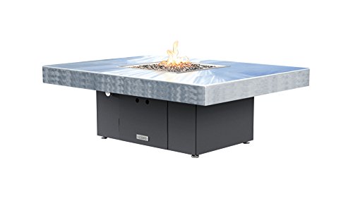 Santa Barbara Rectangular Fire Pit Table - 48 X 36 - Natural Gas - Brushed Aluminum Top - Grey Texture Powdercoat