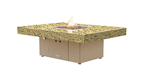 Santa Barbara Rectangular Fire Pit Table - 48 x 36 - Natural Gas - Santa Cecillia Granite Top -Beige Powdercoat Base