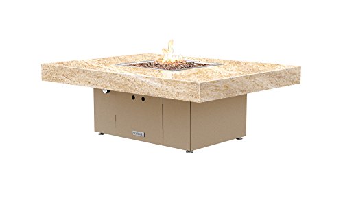 Santa Barbara Rectangular Fire Pit Table - 48 x 36 - Natural Gas - So Cal Special Granite Top -Beige Powdercoat Base