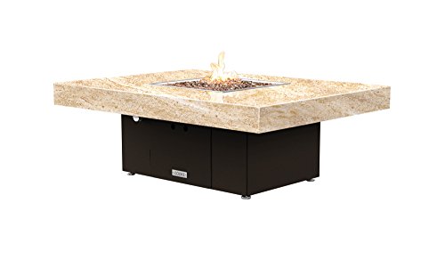 Santa Barbara Rectangular Fire Pit Table - 48 x 36 - Natural Gas - So Cal Special Granite Top - Bronze Powdercoat Base