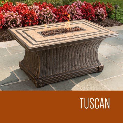 Tkc Tuscan Rectangular Porcelain Top Gas Fire Pit Table - 32 X 52 In
