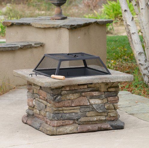 Patio Furniture-premium&reg Natural Stone Square Fire Pit-patio Fire Pit-ideal Centerpiece For Keeping Family And