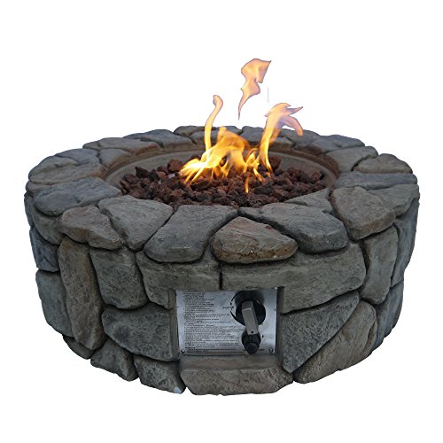 Peaktop Outdoor Stone Gas Propane Fire Pit With Cover 28&quot X 9&quot