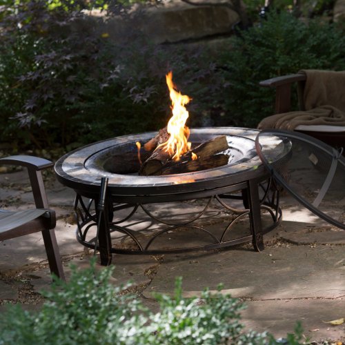 Red Ember Red Ember Brighton 40 In Round Slate Top Fire Pit Table With Cover Tileamp Stone