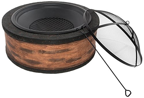 Sun Joe SJFP35-RW-STN Fire Joe 35 Rustic Wood Cast Stone Fire Pit