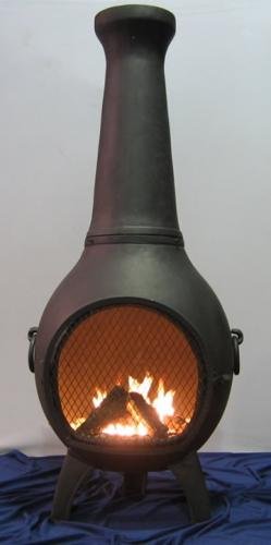 Natural Gas Chiminea - Blue Rooster ALCH027GK-NG - Prairie Gas Chiminea Outdoor Fireplace - Charcoal