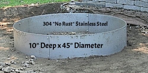 Stainless Steel Metal Round Fire Pit Liner 10 Deep x 45 Dia