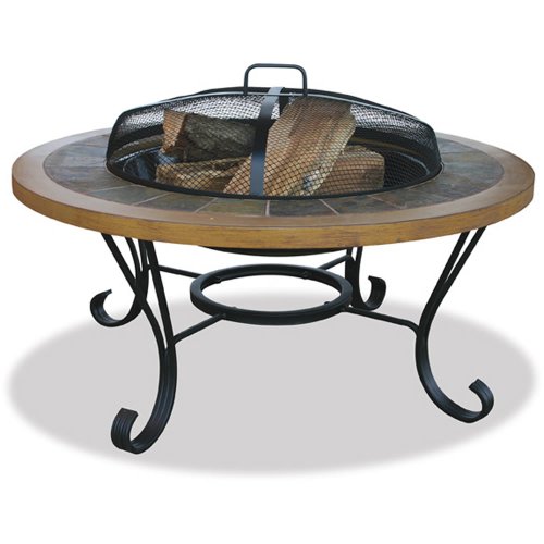 Slate Tile  Faux Wood Outdoor Fire Pit